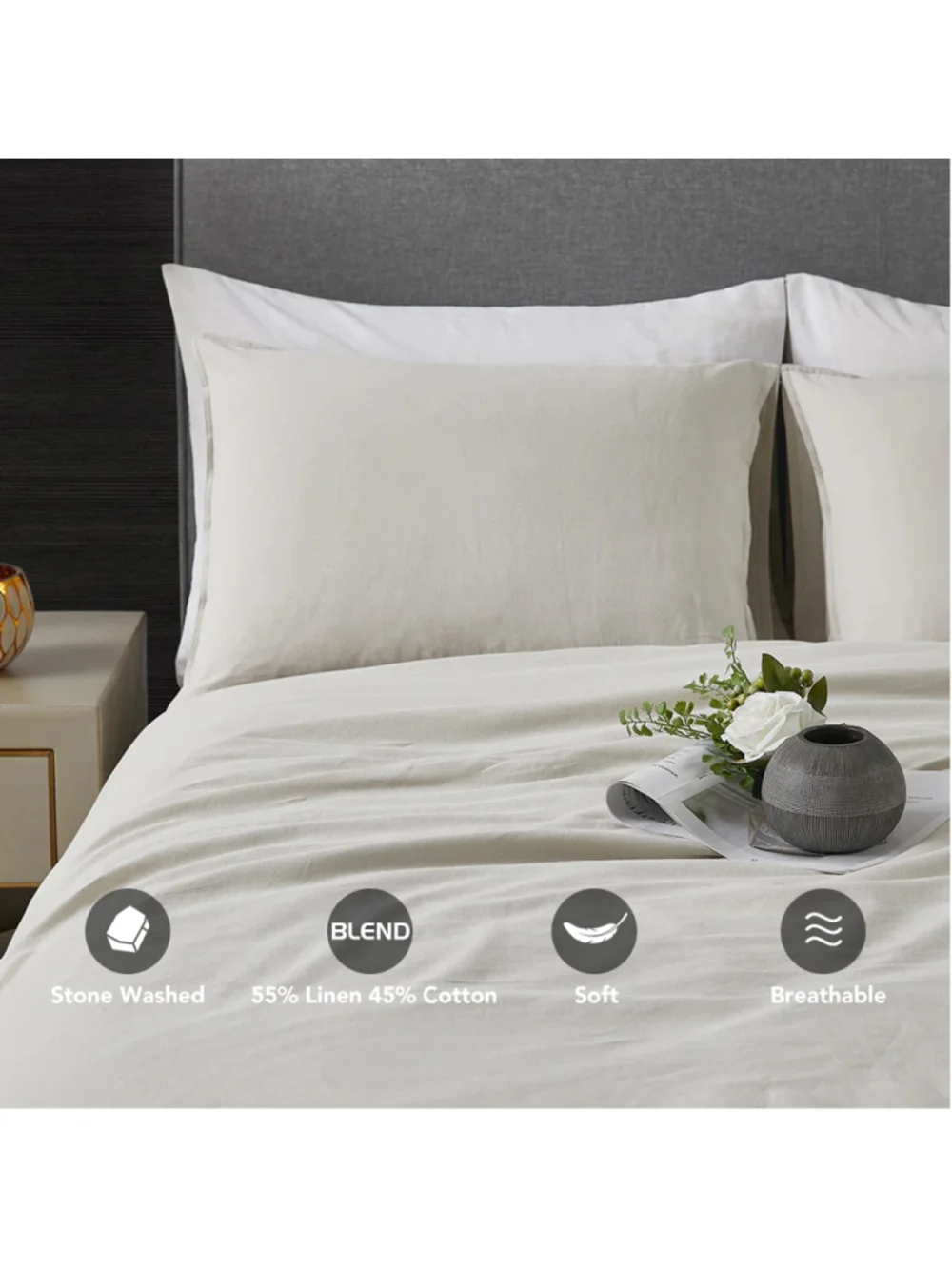 DAPU Linen Cotton King Duvet Cover Set